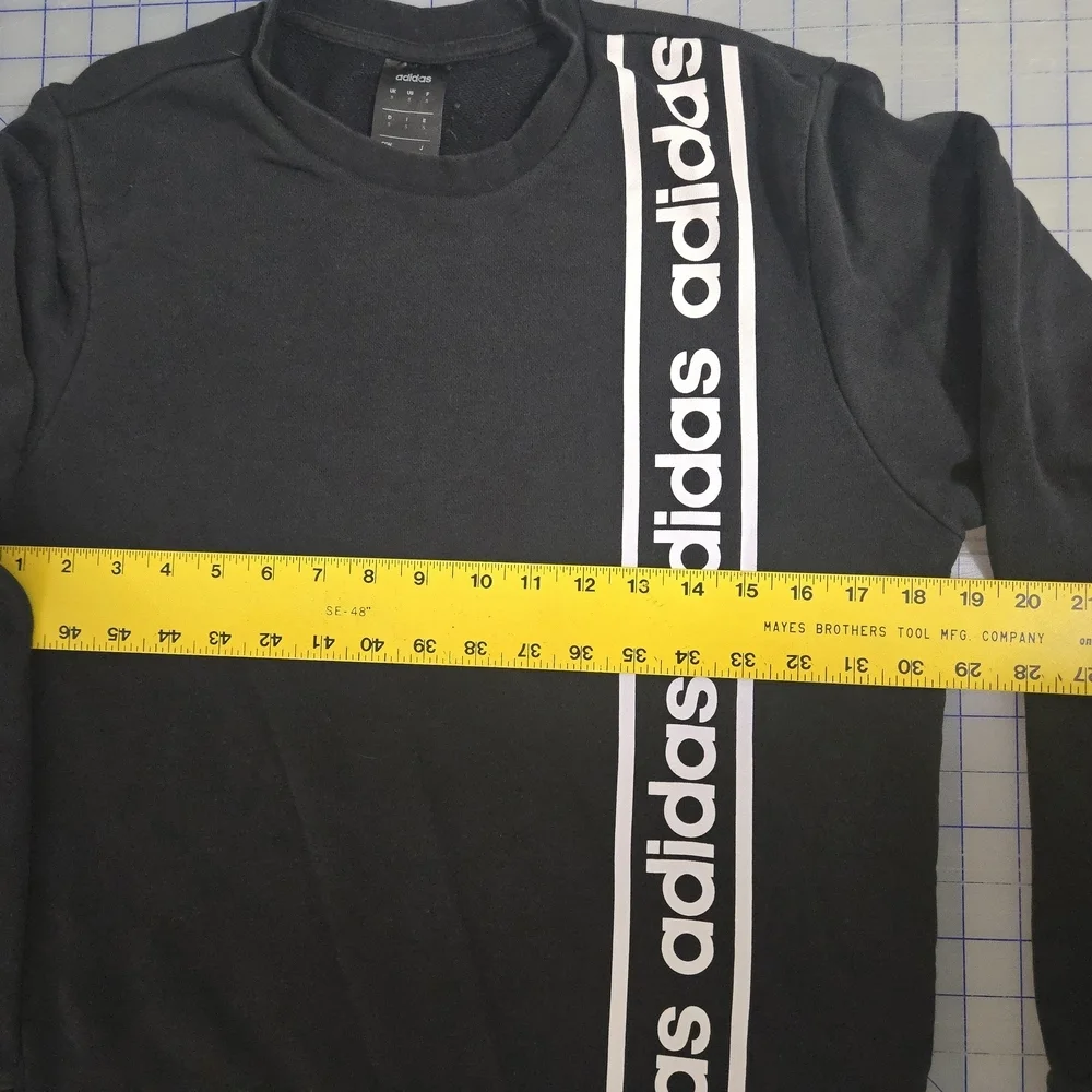 Adidas Men's Black Sweatshirt with Vertical White Logo
